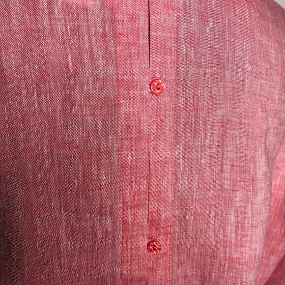 Chicos pink red linen button down top size 2 or Medium lagenlook - Picture 14 of 16